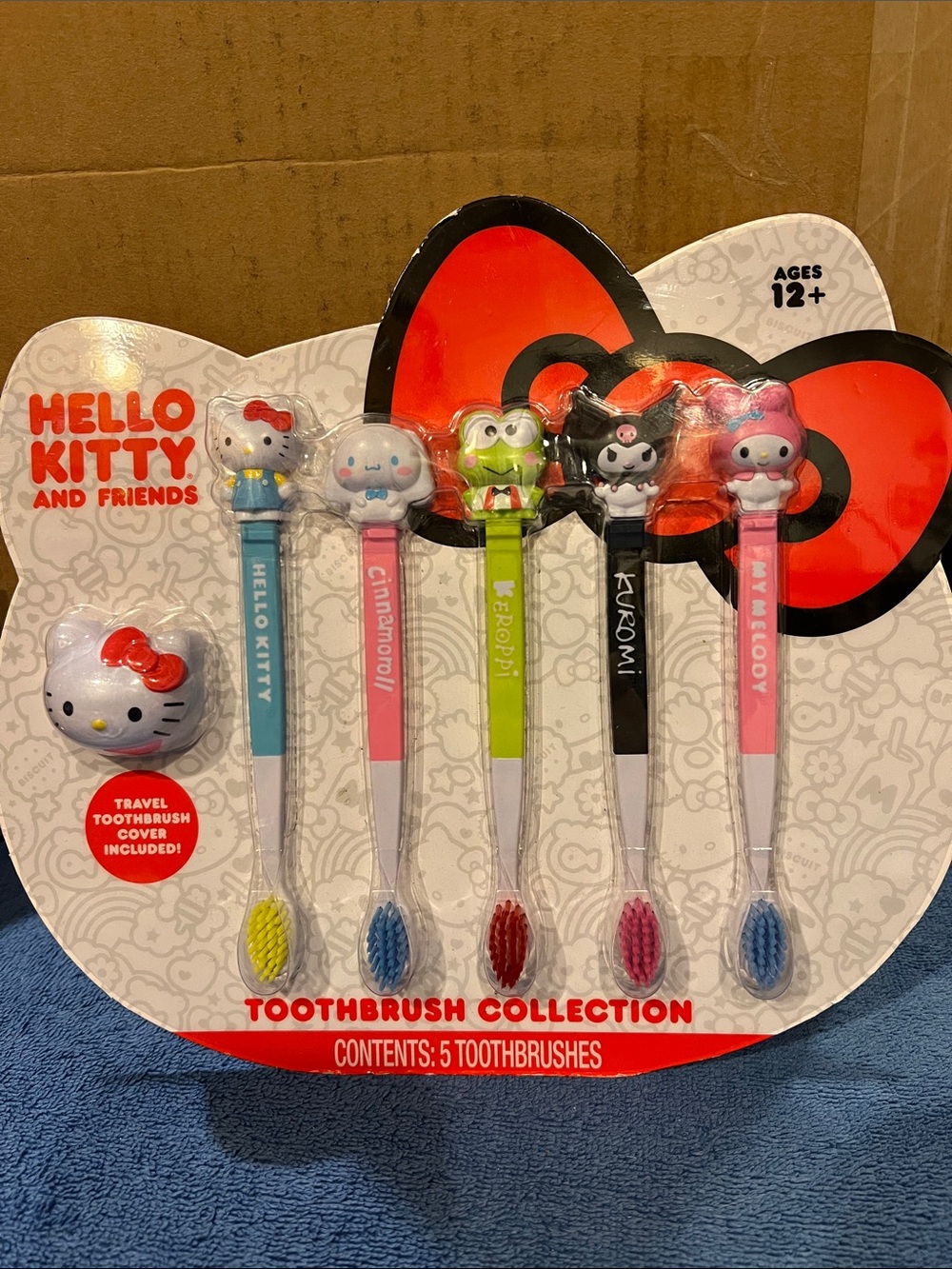 Hello Kitty Kids Toothbrush Set - Blue, Pink, Green, Black, Teal